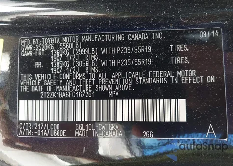 2015 Lexus Rx 350 z USA, uszkodzony, nr VIN 2T2ZK1BA6FC167261